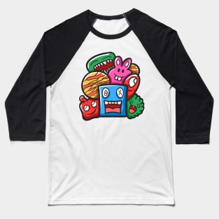 Monster Character Doodle Art Baseball T-Shirt